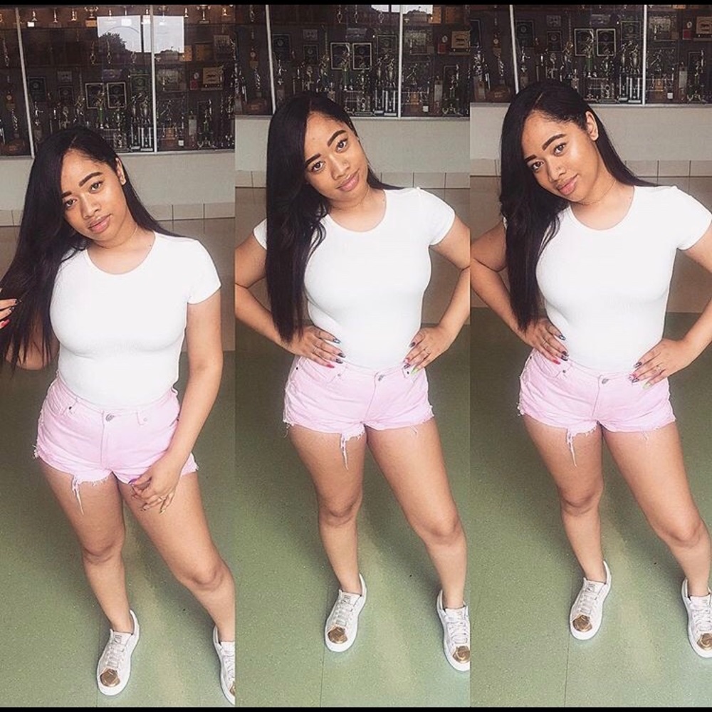 Pink ripped shorts